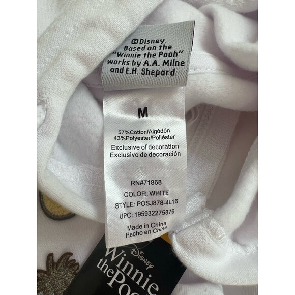 NWT DISNEY Winnie The Pooh Women's Full Zip Sweatshirt Hoodie White Size M - Picture 8 of 13